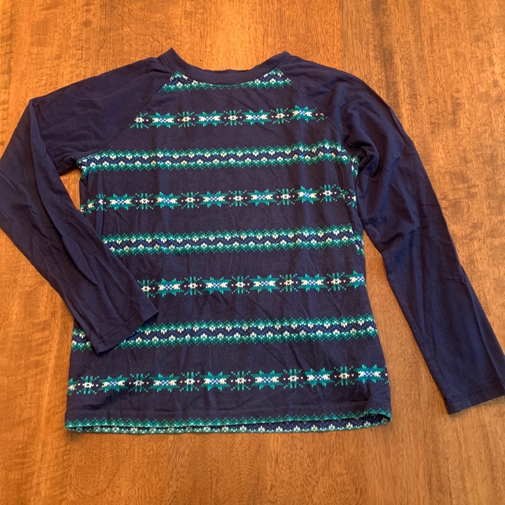 Lands’ End Fair Isle pattern Tee big boys size 10-12